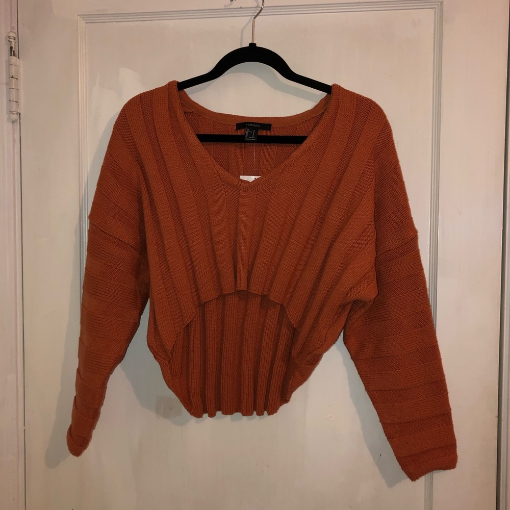 RUST Cropped Ribbed Sweater